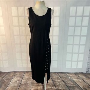 T Tahari Black Lace Up Skirt Sleeveless Sheath Cocktail Party Dress Size 10